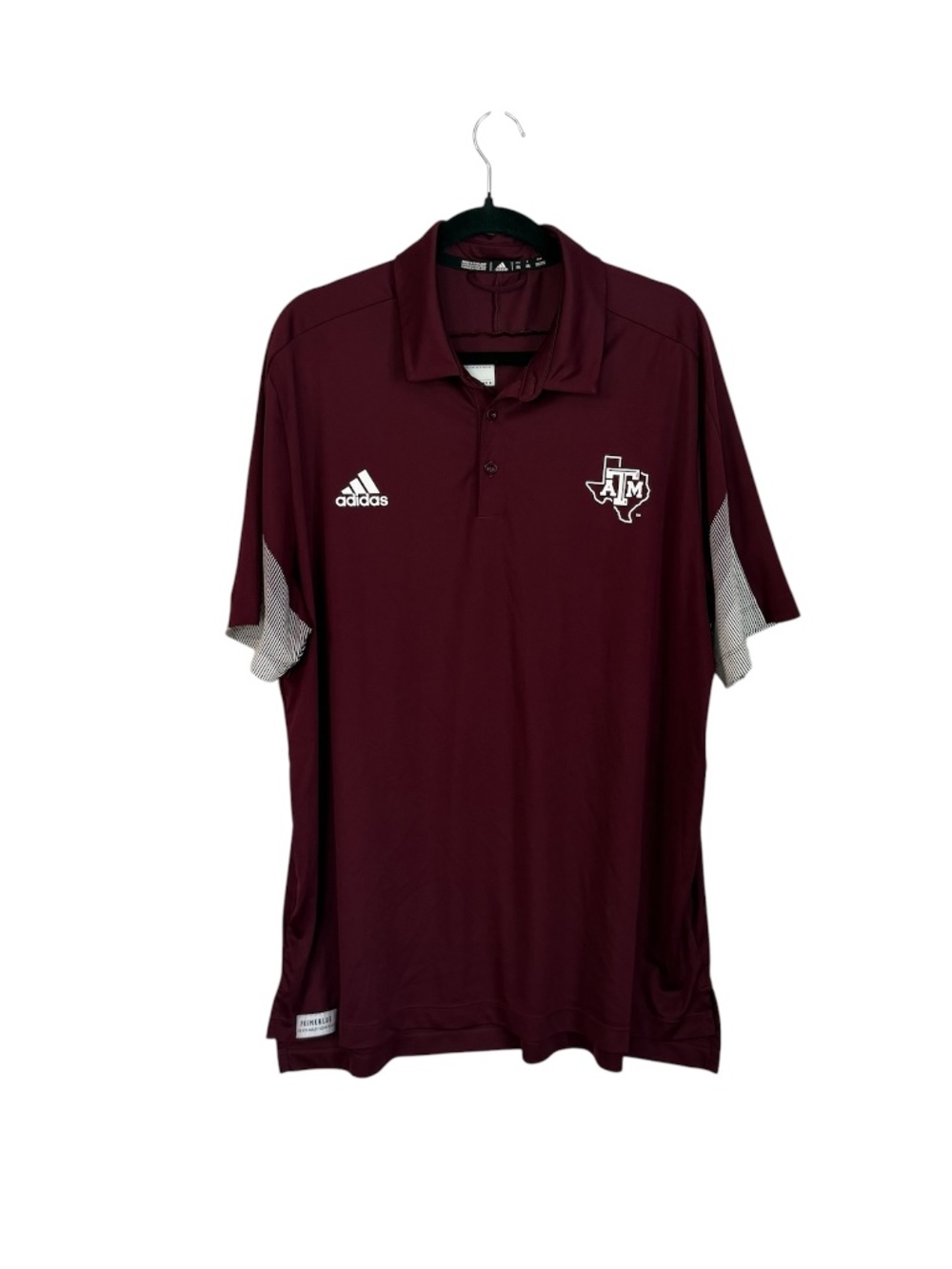 adidas Men’s Prime Blue Maroon & White Texas A&M Short Sleeve Polo Sz 2XL GUC